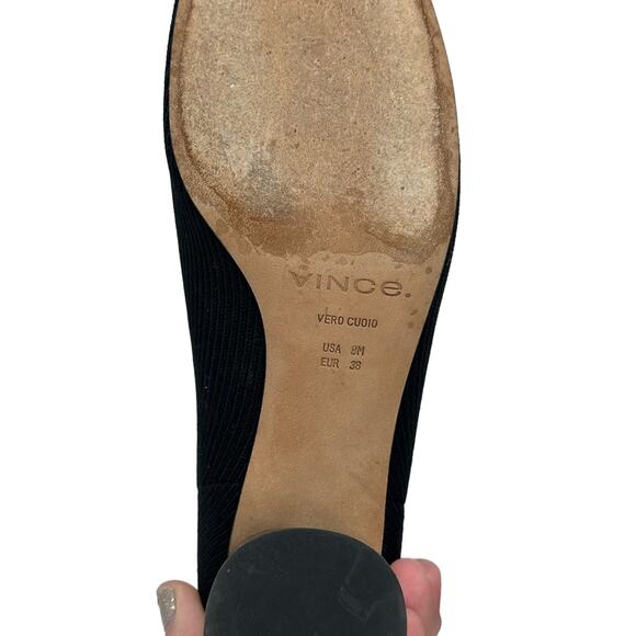 Vince Tasha Knit Stretch Boot Round Chunky Heel Pull on - Picture 9 of 12